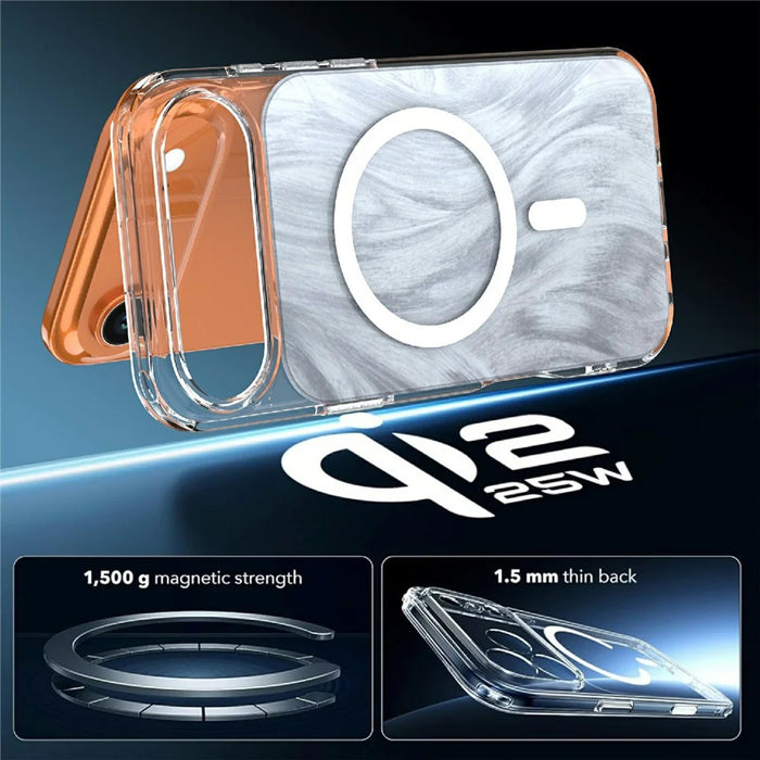 For iPhone Air Magnetic Case Foxtail Pattern TPU + Acrylic Shockproof Phone Cover - White - 5