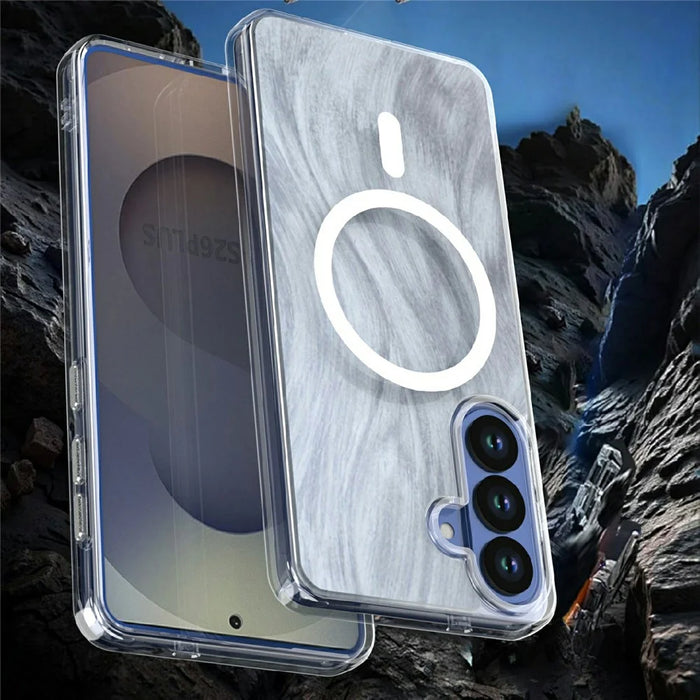 For Samsung Galaxy S26+ Magnetic Case Foxtail Pattern TPU + Acrylic Shockproof Phone Cover - White - 3