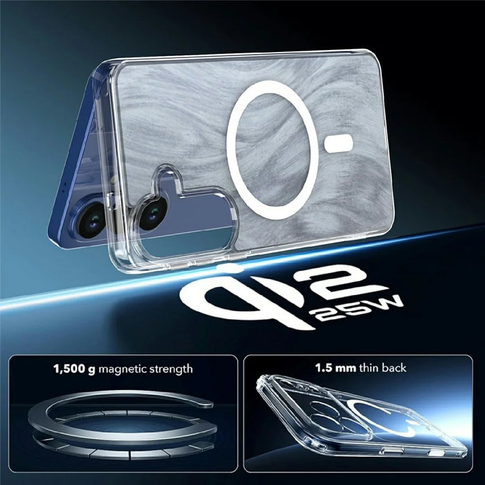 For Samsung Galaxy S26+ Magnetic Case Foxtail Pattern TPU + Acrylic Shockproof Phone Cover - White - 5