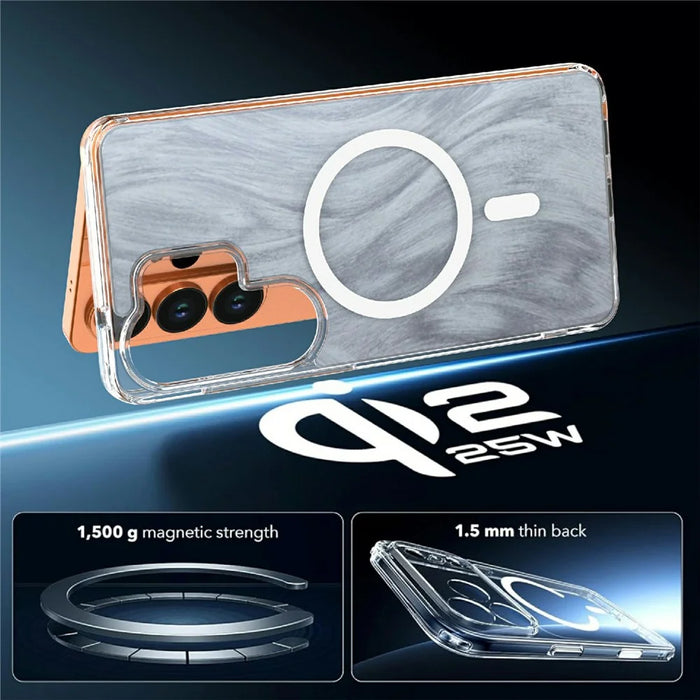 For Samsung Galaxy S26 Ultra Magnetic Case Foxtail Pattern TPU + Acrylic Shockproof Phone Cover - White - 5