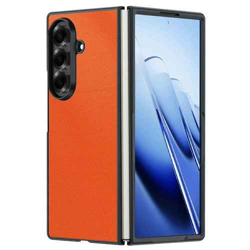 For Samsung Galaxy Z Fold8 Ultra Case PU Leather Coated PC Anti-Drop Folding Phone Cover - Orange - 1