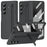 For Samsung Galaxy Z Fold8 Ultra Case Kickstand PC Phone Back Cover with Stylus and Tempered Glass Film - Black - 1