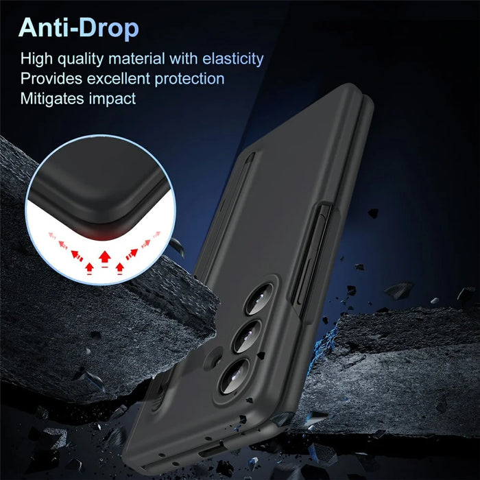 For Samsung Galaxy Z Fold8 Ultra Case Kickstand PC Phone Back Cover with Stylus and Tempered Glass Film - Black - 5