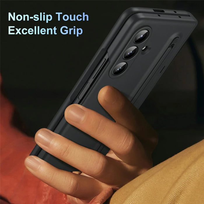 For Samsung Galaxy Z Fold8 Ultra Case Kickstand PC Phone Back Cover with Stylus and Tempered Glass Film - Black - 7