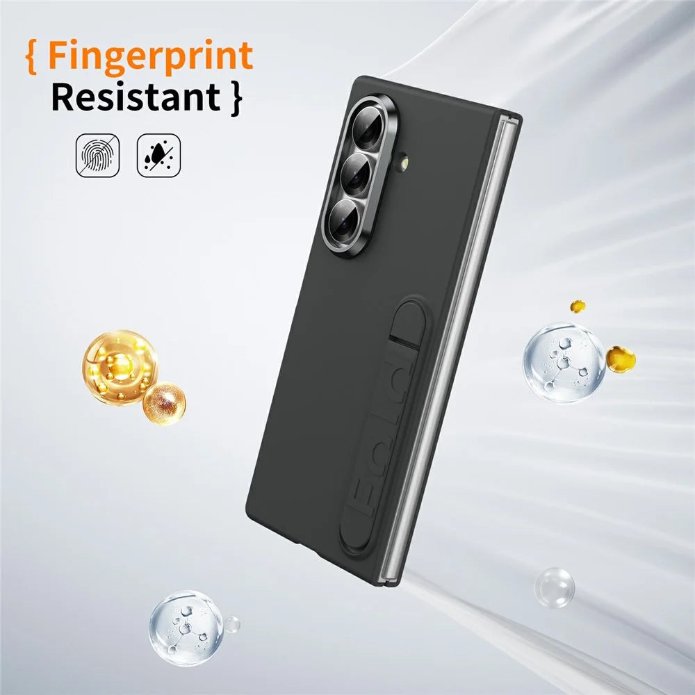 For Samsung Galaxy Z Fold8 Ultra Phone Case Kickstand PC Cover with Tempered Glass Screen Protector - Black - 5