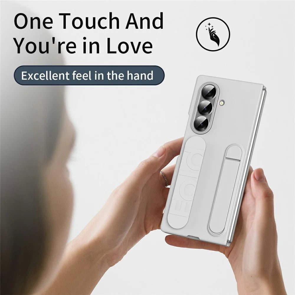 For Samsung Galaxy Z Fold8 Ultra Phone Case Kickstand Wristband PC Silicone Mobile Cover - White - 5