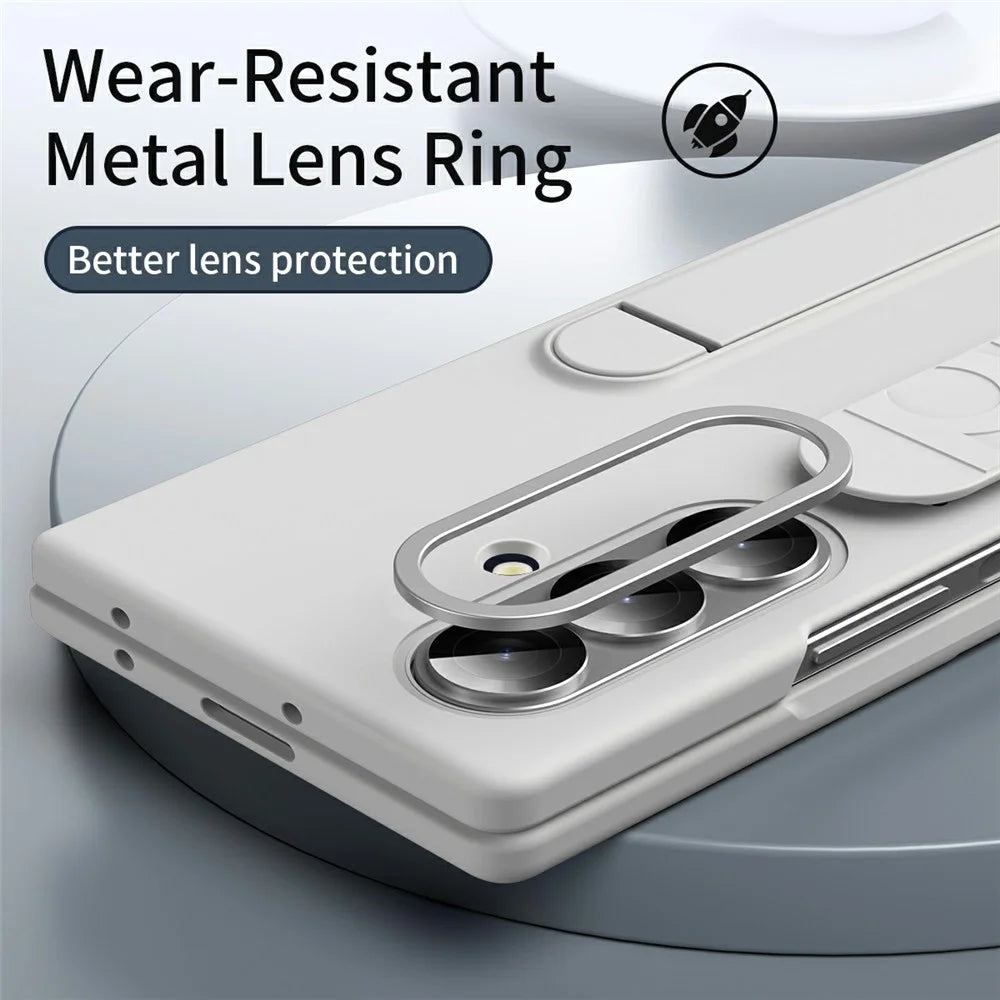 For Samsung Galaxy Z Fold8 Ultra Phone Case Kickstand Wristband PC Silicone Mobile Cover - White - 6