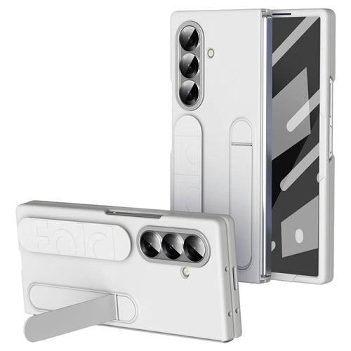For Samsung Galaxy Z Fold8 Ultra Case with Tempered Glass Film Kickstand Wristband PC + Silicone Phone Cover - White - 1
