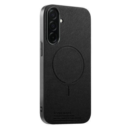 For Samsung Galaxy A27 5G Magnetic Case Cloth Texture PC + TPU + PU Leather Anti-Scratch Phone Cover - Black - 1