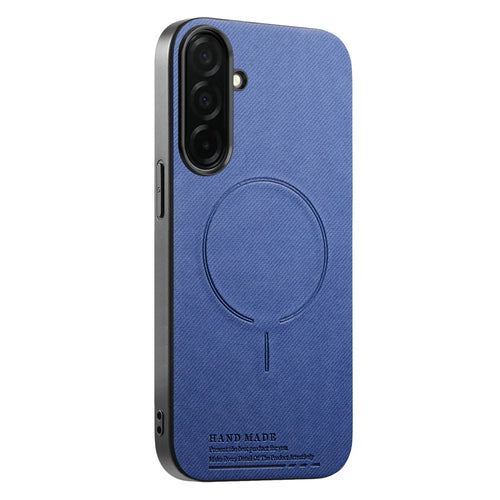 For Samsung Galaxy A18 5G / A18 4G / A17 5G / A17 4G Magnetic Case Cloth Texture PC + TPU + PU Leather Anti-Scratch Phone Cover - Blue - 1