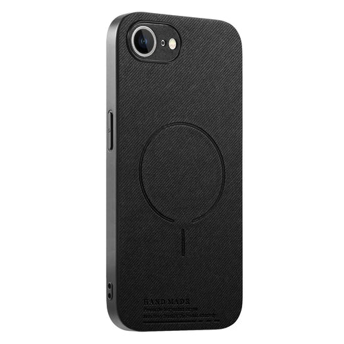 For iPhone 17e  /  16e Magnetic Case Cloth Texture PC + TPU + PU Leather Anti-Scratch Phone Cover - Black - 1