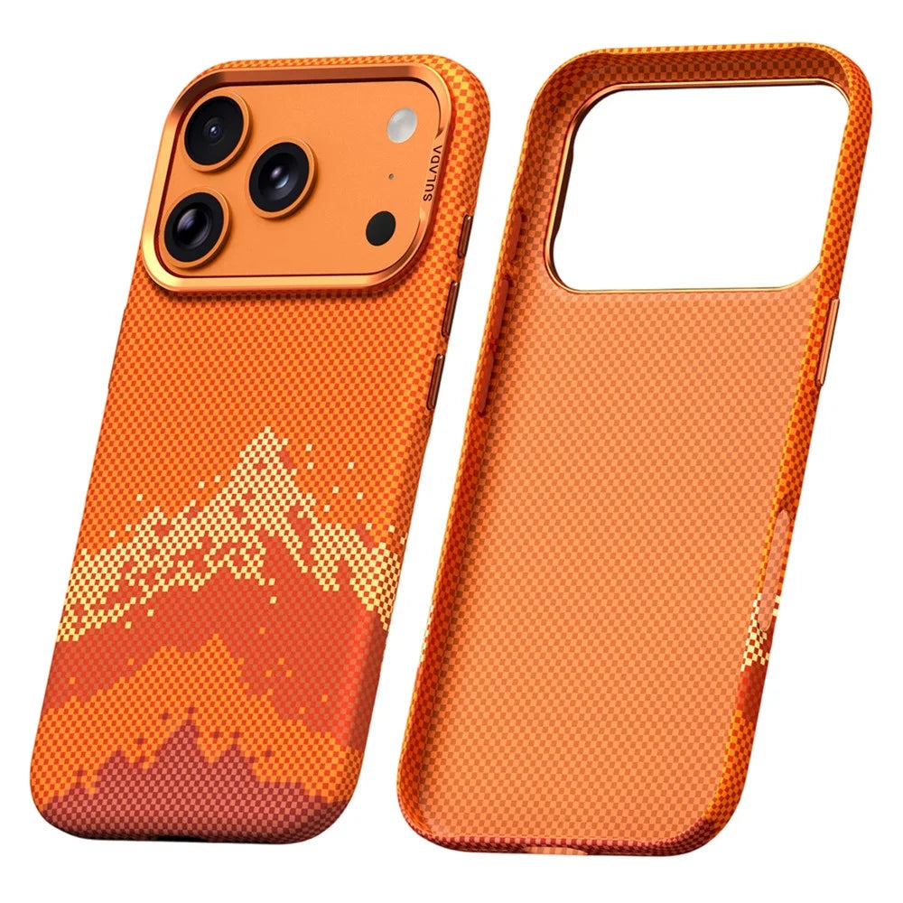 SULADA for iPhone 17 Pro Max Case Golden Mountain Pattern Skin-Feel Hard PC Slim Phone Cover - Orange - 1