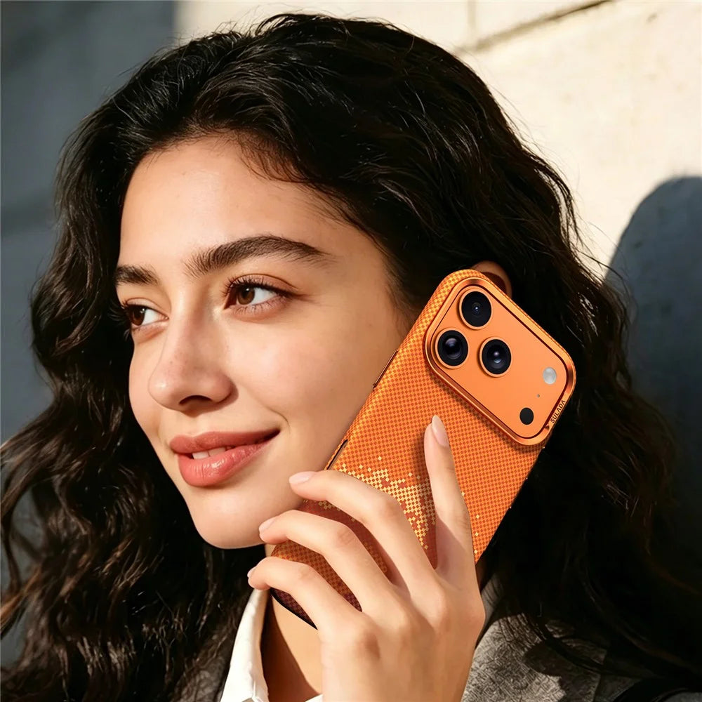 SULADA for iPhone 17 Pro Max Case Golden Mountain Pattern Skin-Feel Hard PC Slim Phone Cover - Orange - 2