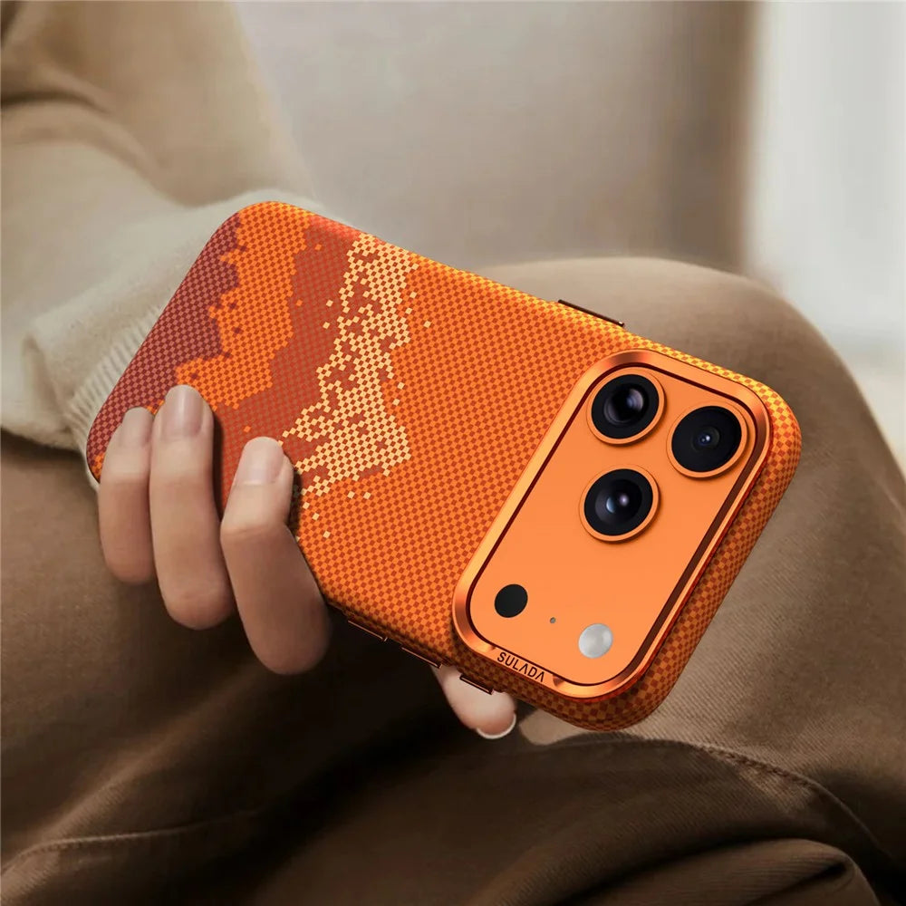 SULADA for iPhone 17 Pro Max Case Golden Mountain Pattern Skin-Feel Hard PC Slim Phone Cover - Orange - 3