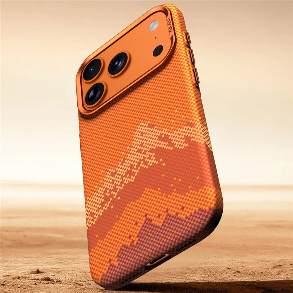 SULADA for iPhone 17 Pro Max Case Golden Mountain Pattern Skin-Feel Hard PC Slim Phone Cover - Orange - 6