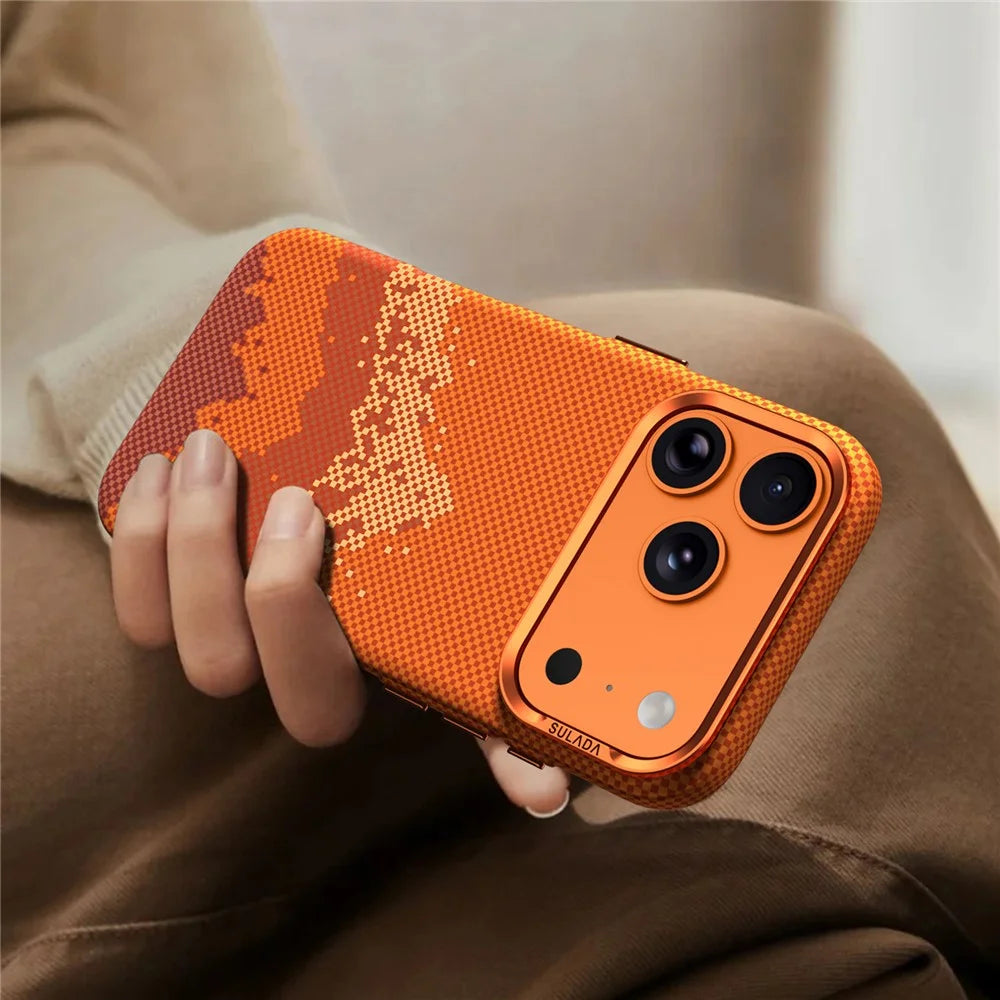 SULADA for iPhone 17 Pro Case Golden Mountain Pattern Skin-Feel Hard PC Slim Phone Cover - Orange - 3