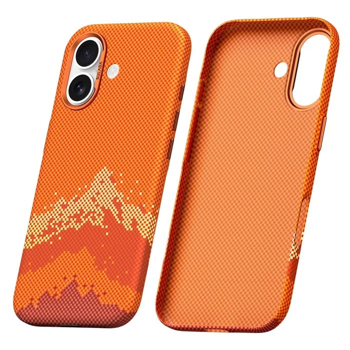 SULADA for iPhone 17 Case Golden Mountain Pattern Skin-Feel Hard PC Slim Phone Cover - Orange - 1