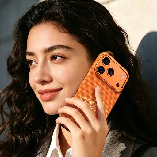 SULADA for iPhone 17 Case Golden Mountain Pattern Skin-Feel Hard PC Slim Phone Cover - Orange - 2