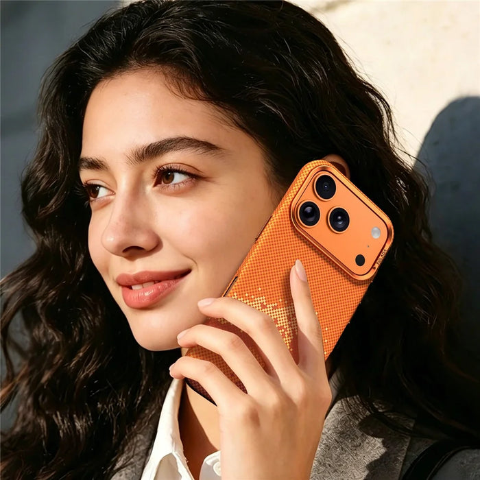 SULADA for iPhone 17 Case Golden Mountain Pattern Skin-Feel Hard PC Slim Phone Cover - Orange - 2