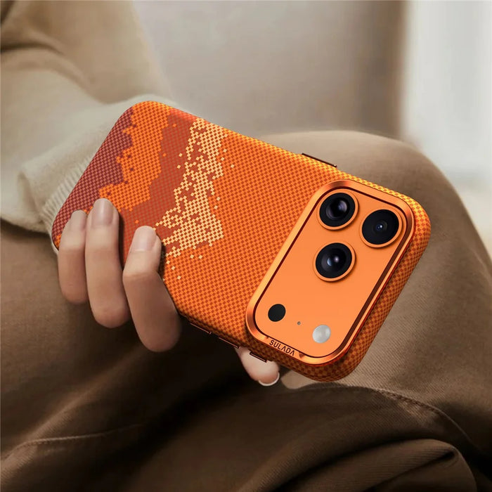 SULADA for iPhone 17 Case Golden Mountain Pattern Skin-Feel Hard PC Slim Phone Cover - Orange - 3