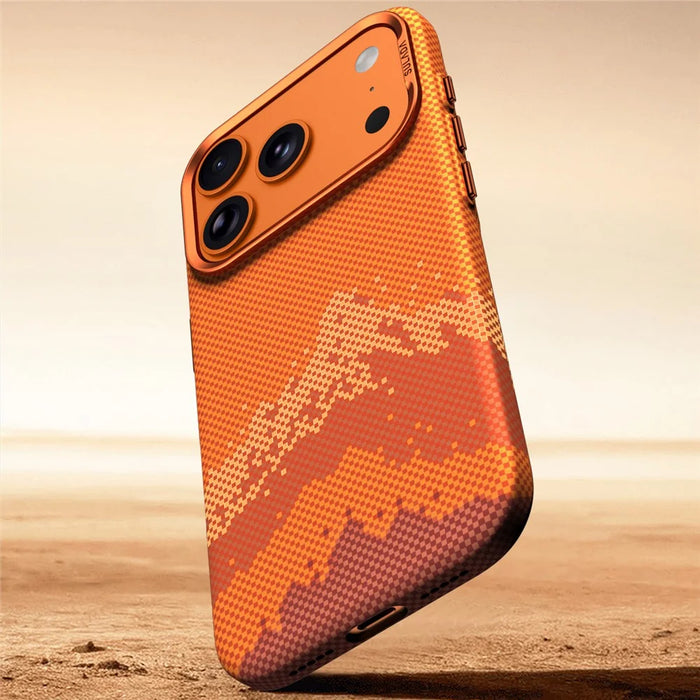 SULADA for iPhone 17 Case Golden Mountain Pattern Skin-Feel Hard PC Slim Phone Cover - Orange - 4