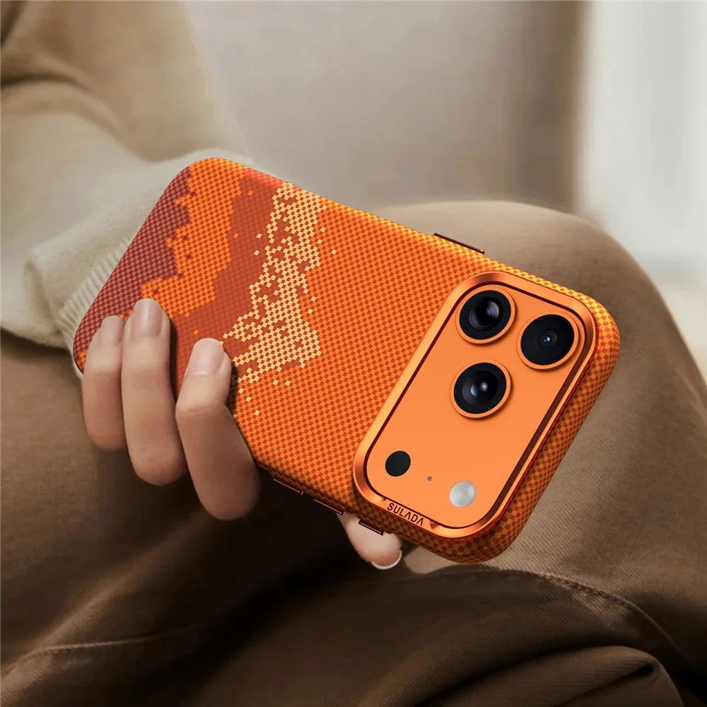 SULADA for iPhone 17 Pro Max Magnetic Case Golden Mountain Pattern Skin-Feel Hard PC Slim Phone Cover - Orange - 3