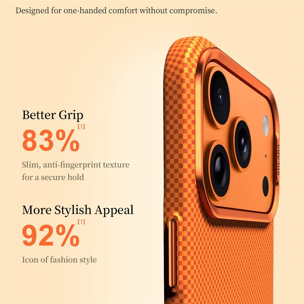 SULADA for iPhone 17 Pro Max Magnetic Case Golden Mountain Pattern Skin-Feel Hard PC Slim Phone Cover - Orange - 5