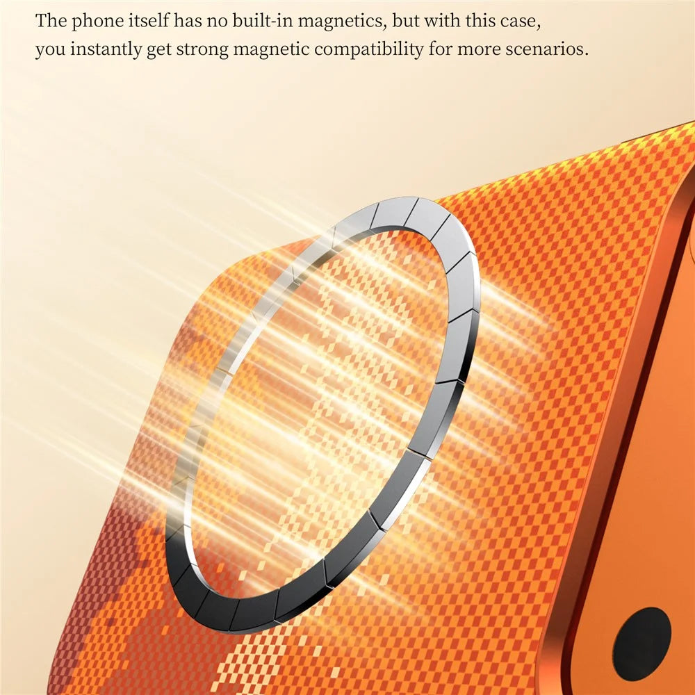 SULADA for iPhone 17 Pro Max Magnetic Case Golden Mountain Pattern Skin-Feel Hard PC Slim Phone Cover - Orange - 6