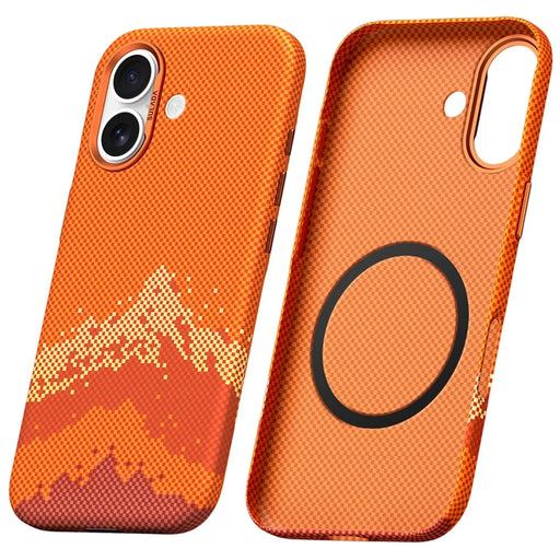 SULADA for iPhone 17 Magnetic Case Golden Mountain Pattern Skin-Feel Hard PC Slim Phone Cover - Orange - 1