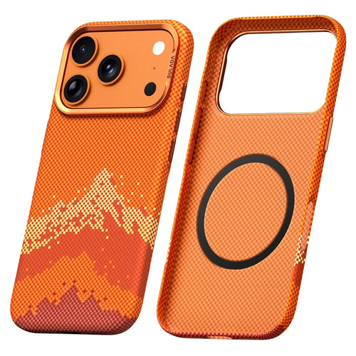SULADA for iPhone 17 Pro Magnetic Case Golden Mountain Pattern Skin-Feel Hard PC Slim Phone Cover - Orange - 1