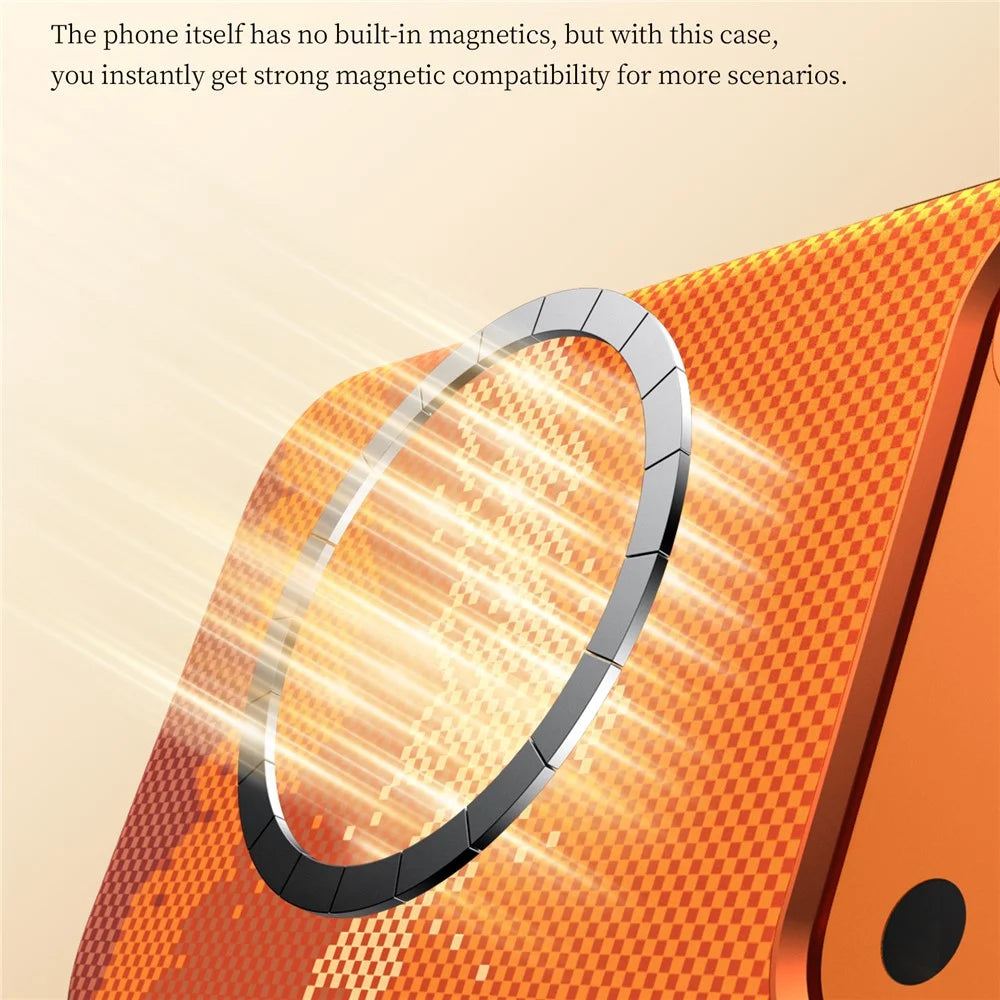 SULADA for iPhone 17 Pro Magnetic Case Golden Mountain Pattern Skin-Feel Hard PC Slim Phone Cover - Orange - 7