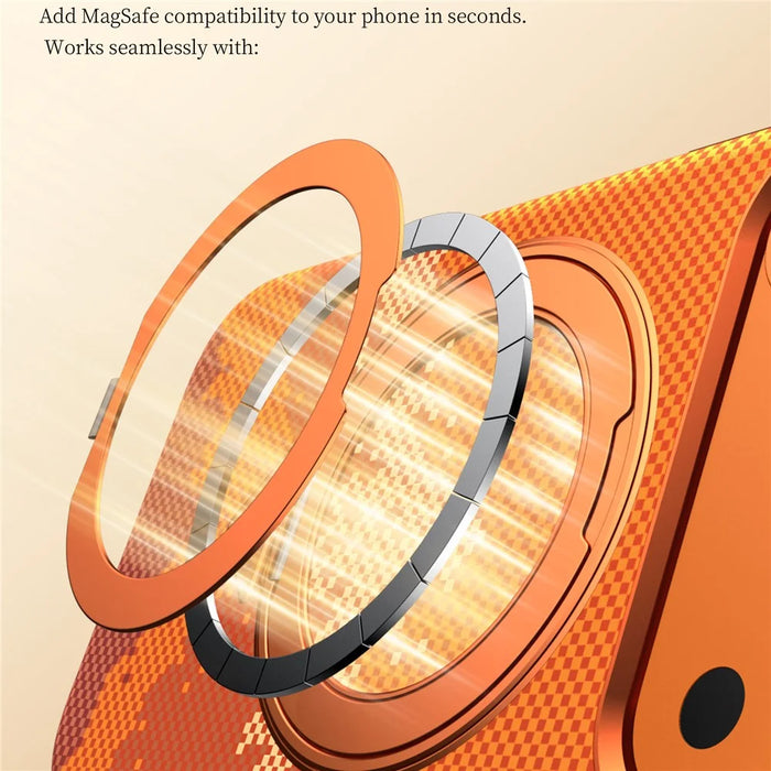 SULADA for iPhone 17 Pro Max Magnetic Case 360° Rotating Ring Kickstand Golden Mountain Pattern PC Slim Phone Cover - Orange - 7