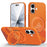 SULADA for iPhone 17 Magnetic Case 360° Rotating Ring Kickstand Golden Mountain Pattern PC Slim Phone Cover - Orange - 1