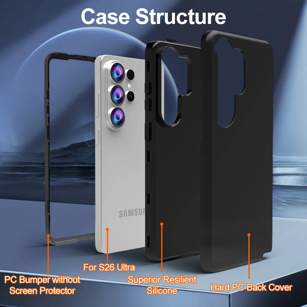 For Samsung Galaxy S25 Ultra GW03 Case TPU + PC Phone Cover Dual Layer Shockproof - Black - 4