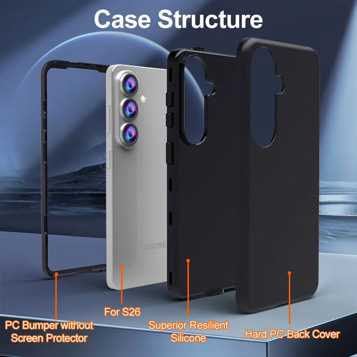 For Samsung Galaxy S25+ GW03 Case TPU + PC Phone Cover Dual Layer Shockproof - Black - 4