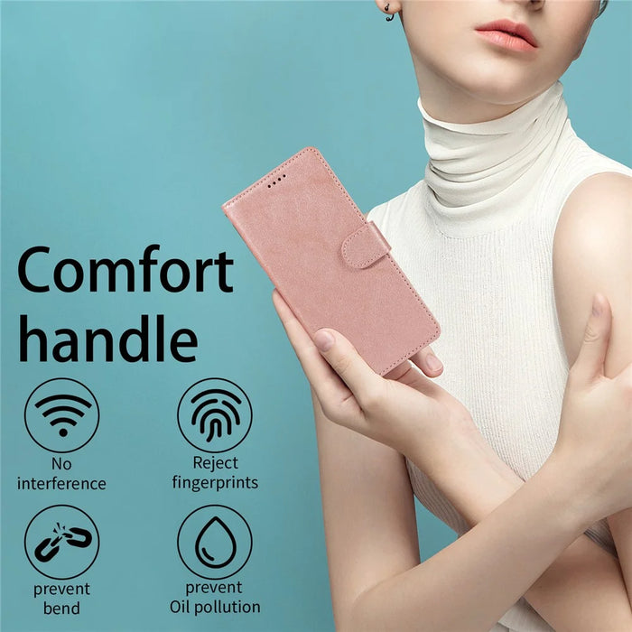 For iPhone 16 Pro Case with Wrist Strap RFID Blocking Wallet Cowhide Texture Leather Phone Cover - Rose Gold - 6
