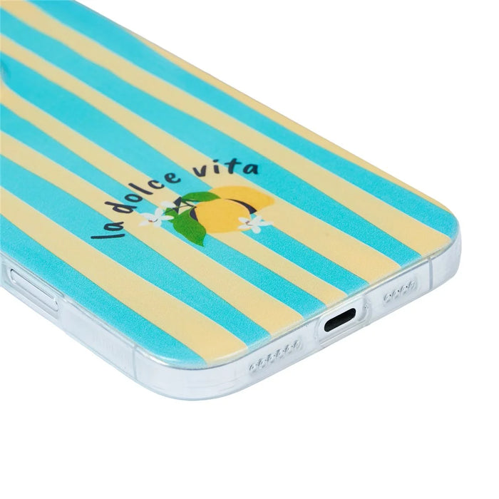 For iPhone 15 Case Heat Transfer Striped Pattern Soft TPU Anti-Scratch Phone Cover - Green - 4
