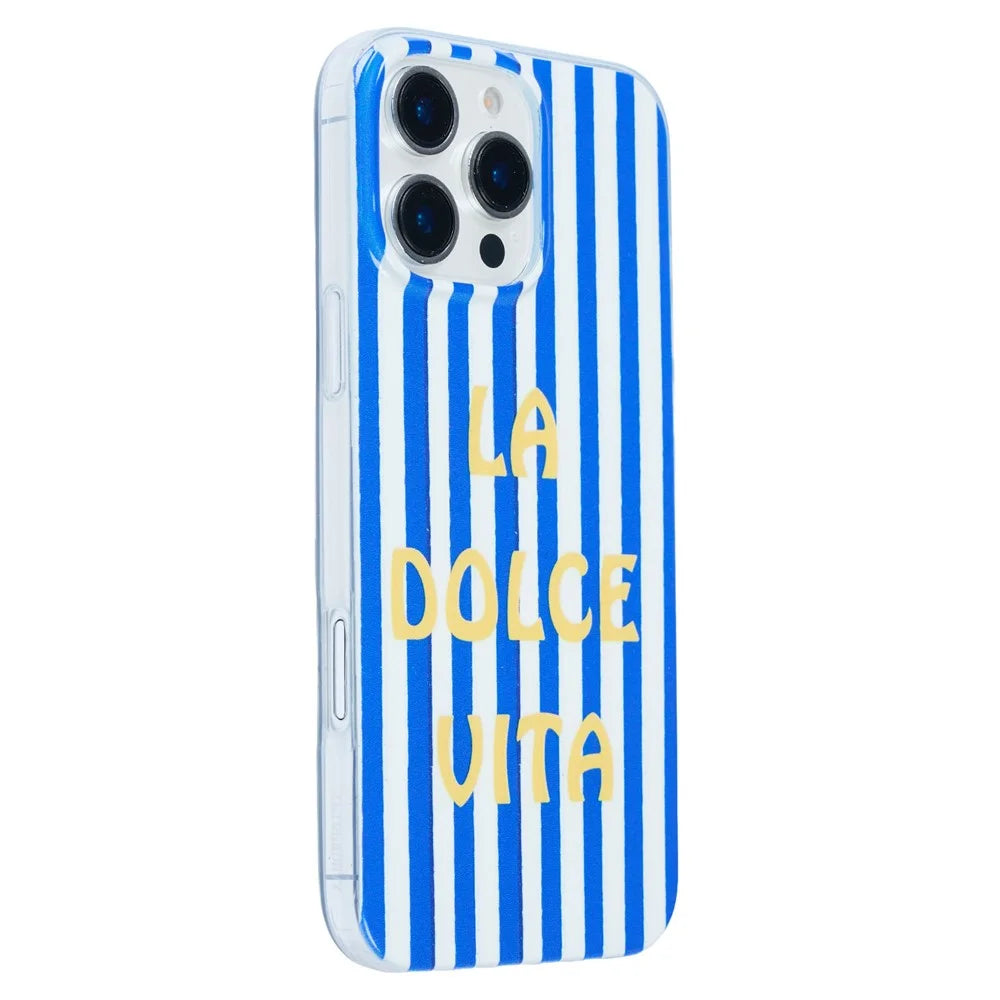 For iPhone 15 Pro Case Heat Transfer Striped Pattern Soft TPU Anti-Scratch Phone Cover - Blue - 1