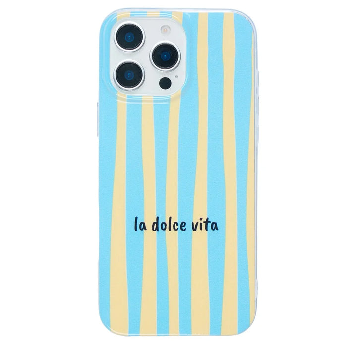 For iPhone 14 Pro Case Heat Transfer Striped Pattern Soft TPU Anti-Scratch Phone Cover - Baby Blue - 2