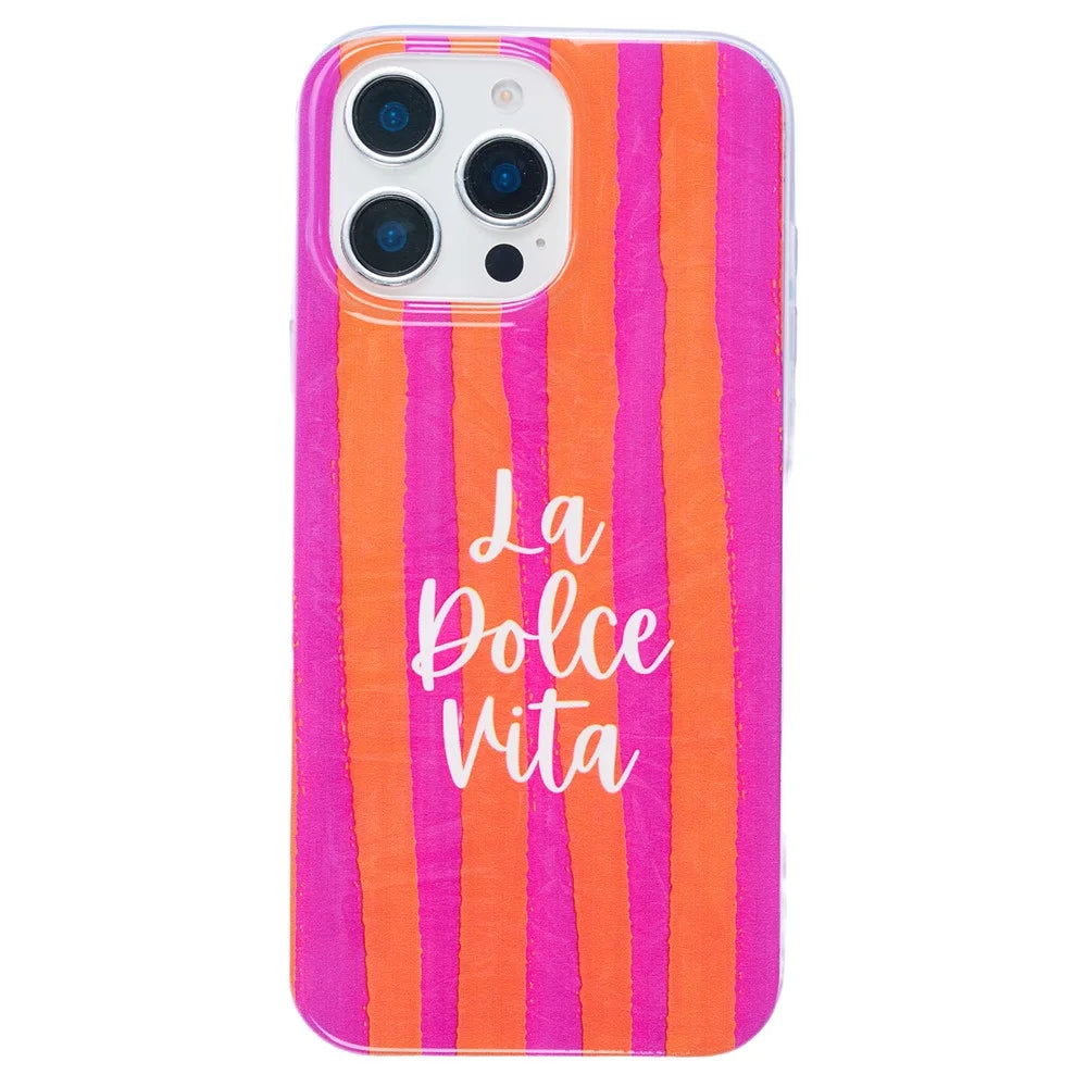 For iPhone 12 Pro Max Case Heat Transfer Striped Pattern Soft TPU Anti-Scratch Phone Cover - Rose - 2