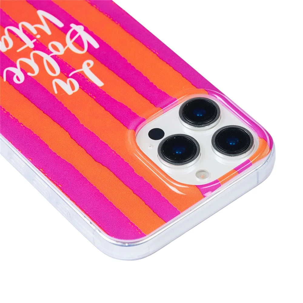 For iPhone 11 Case Heat Transfer Striped Pattern Soft TPU Anti-Scratch Phone Cover - Rose - 3