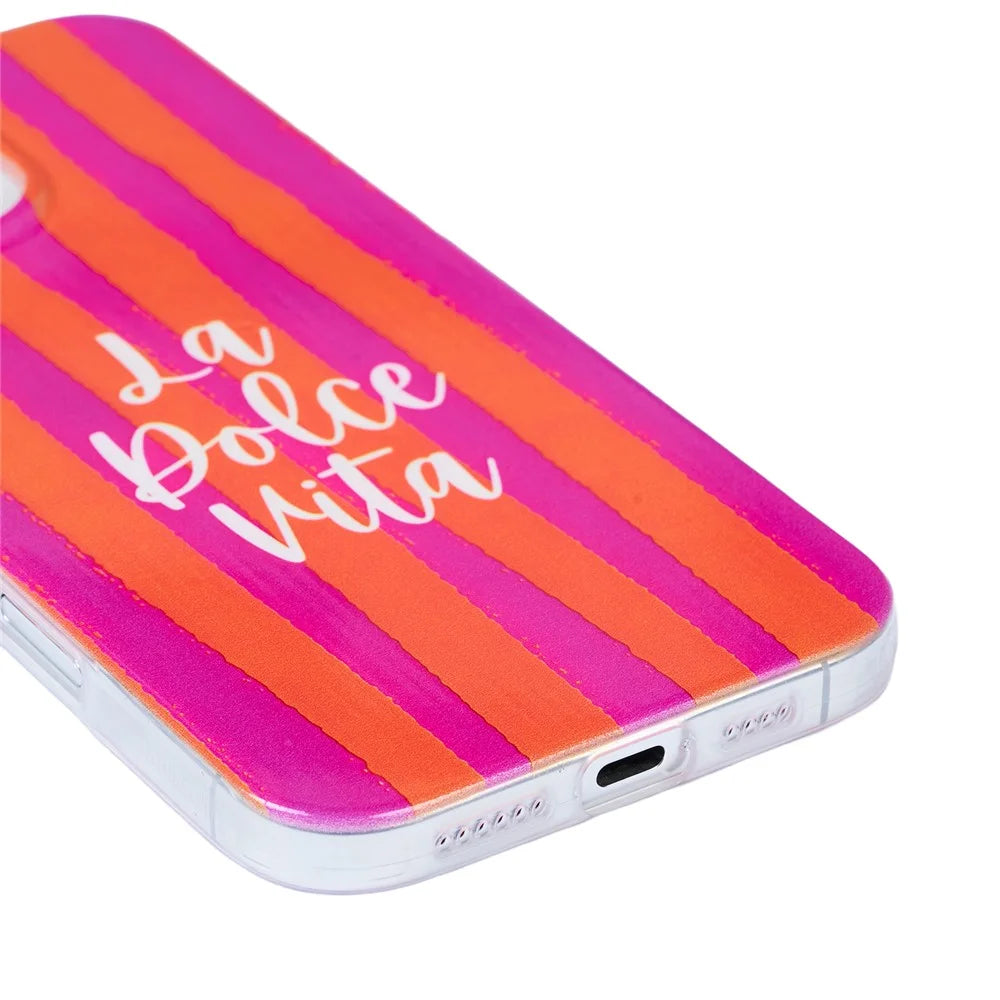 For iPhone 11 Case Heat Transfer Striped Pattern Soft TPU Anti-Scratch Phone Cover - Rose - 4