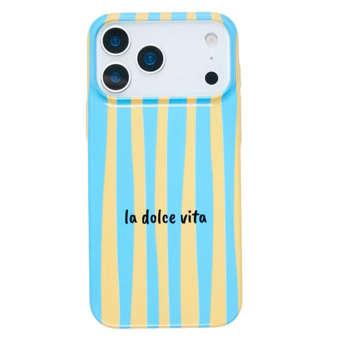 For iPhone 16 Pro Max Case IMD Striped Pattern Hard PC Protective Phone Cover - Baby Blue - 2