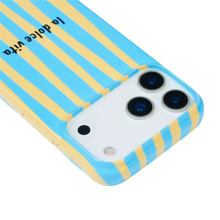 For iPhone 16 Pro Max Case IMD Striped Pattern Hard PC Protective Phone Cover - Baby Blue - 3