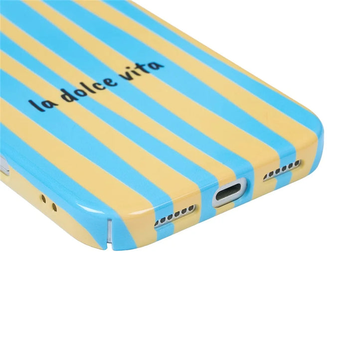 For iPhone 16 Pro Max Case IMD Striped Pattern Hard PC Protective Phone Cover - Baby Blue - 4