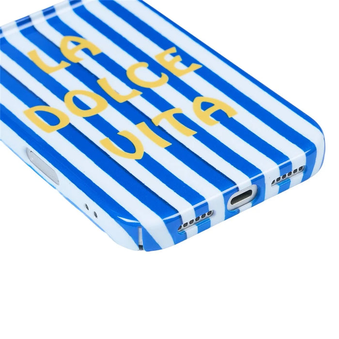 For iPhone 12 / 12 Pro Case IMD Striped Pattern Hard PC Protective Phone Cover - Blue - 4