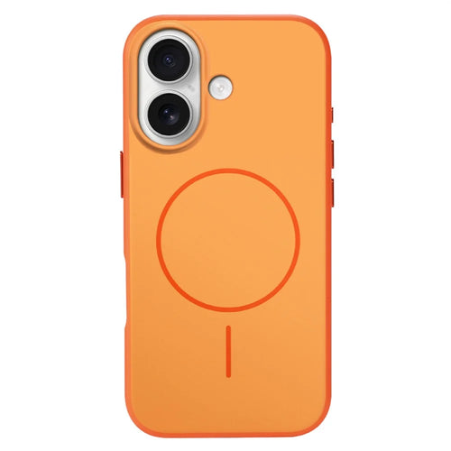 For iPhone 17 Magnetic Case Skin Feel PC TPU 2 in 1 Shockproof Phone Cover - Orange - 1