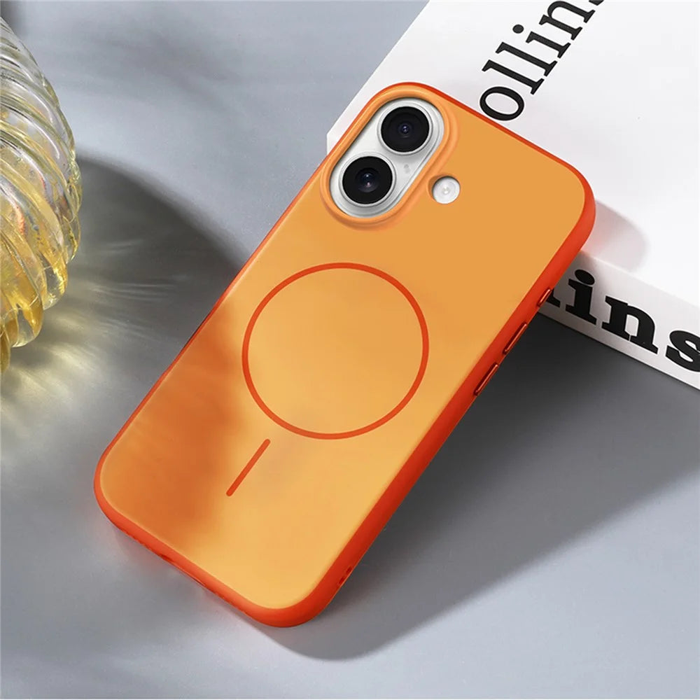 For iPhone 17 Magnetic Case Skin Feel PC TPU 2 in 1 Shockproof Phone Cover - Orange - 2