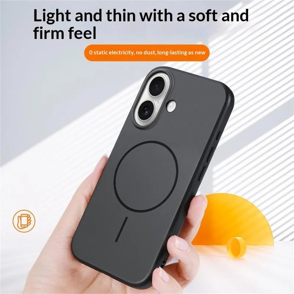 For iPhone 17 Magnetic Case Skin Feel PC TPU 2 in 1 Shockproof Phone Cover - Orange - 3