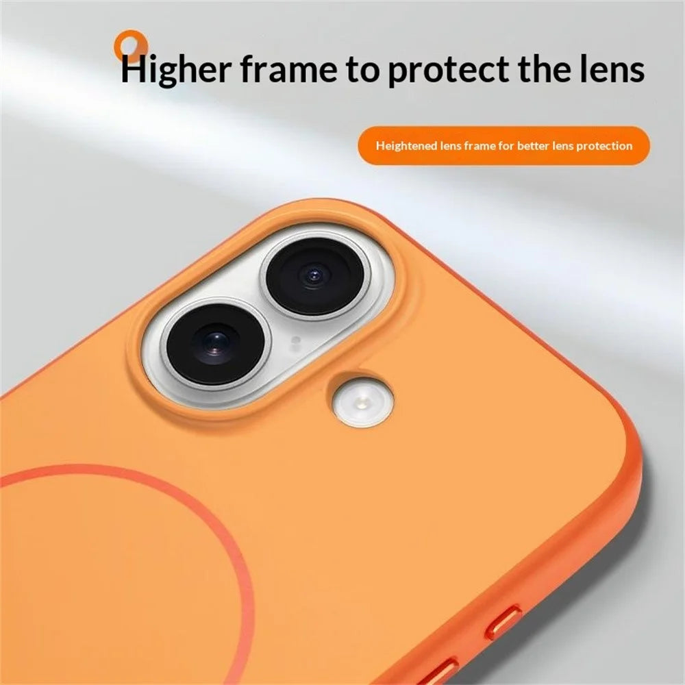 For iPhone 17 Magnetic Case Skin Feel PC TPU 2 in 1 Shockproof Phone Cover - Orange - 5